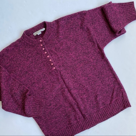 Vintage ❤️ Henley Style Sweater ❤️ Size Large - Picture 6 of 11